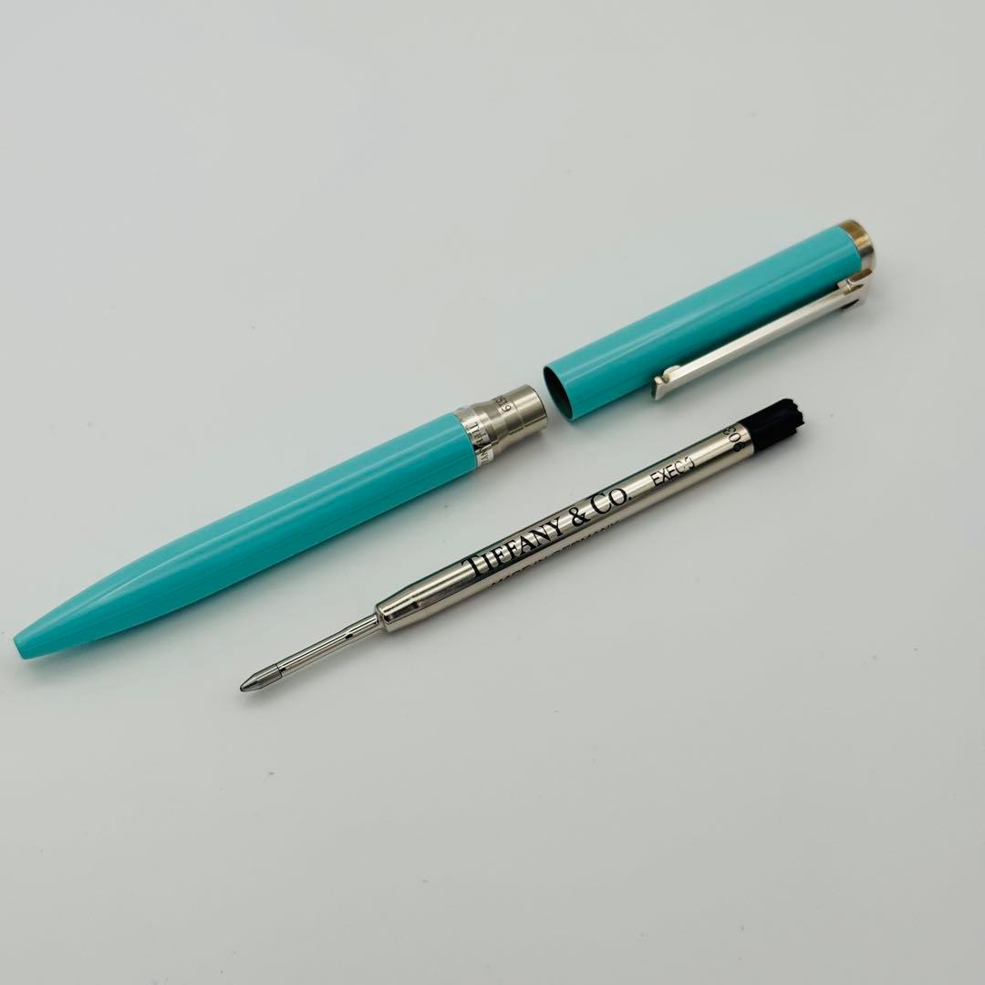 美品 ティファニー Tクリップ ボールペン SV925 シルバー ブルー 文房具