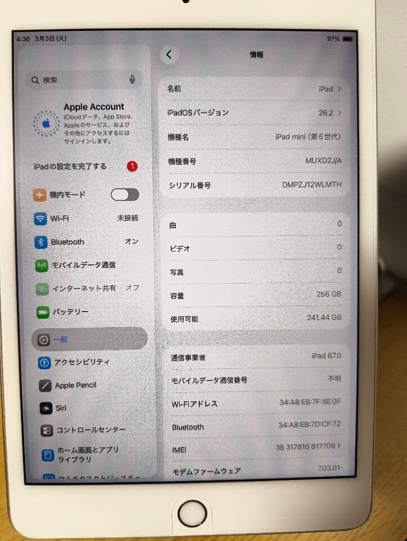 iPad mini (第5世代) 256GB シルバーcellular