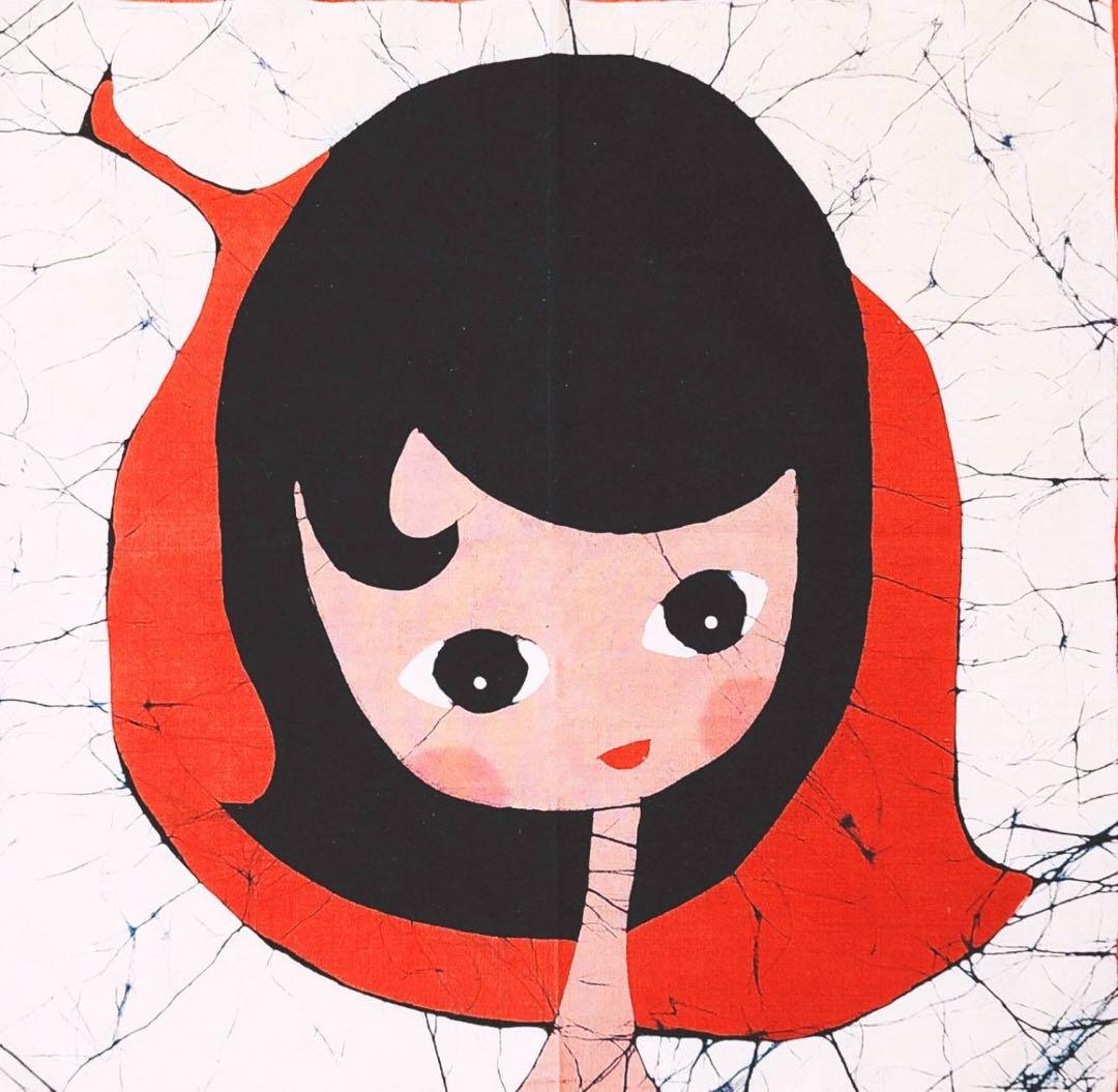 レア1970年代製ハンカチ昭和レトロ懐かしい少女メルヘンイラストバンダナスカーフ