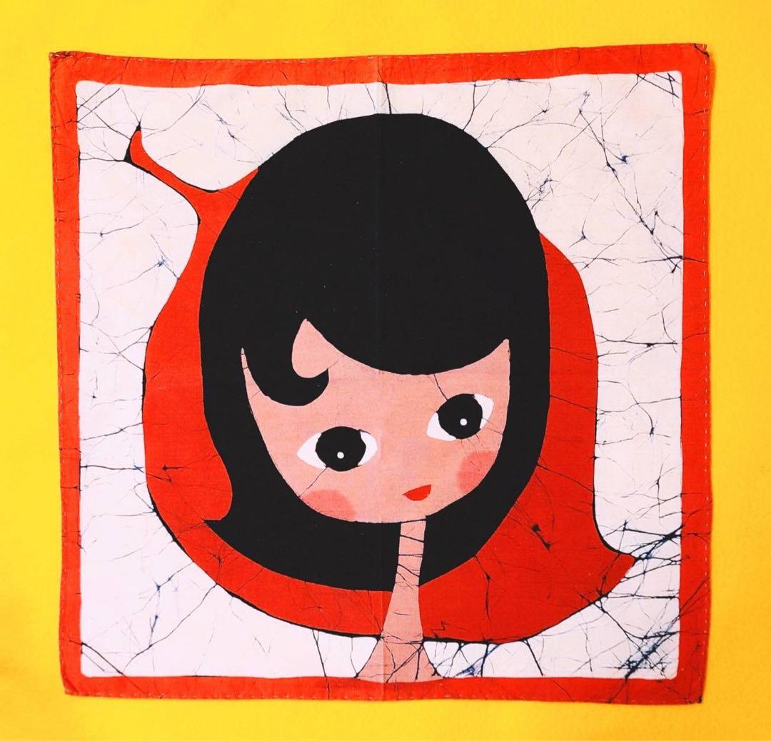 レア1970年代製ハンカチ昭和レトロ懐かしい少女メルヘンイラストバンダナスカーフ