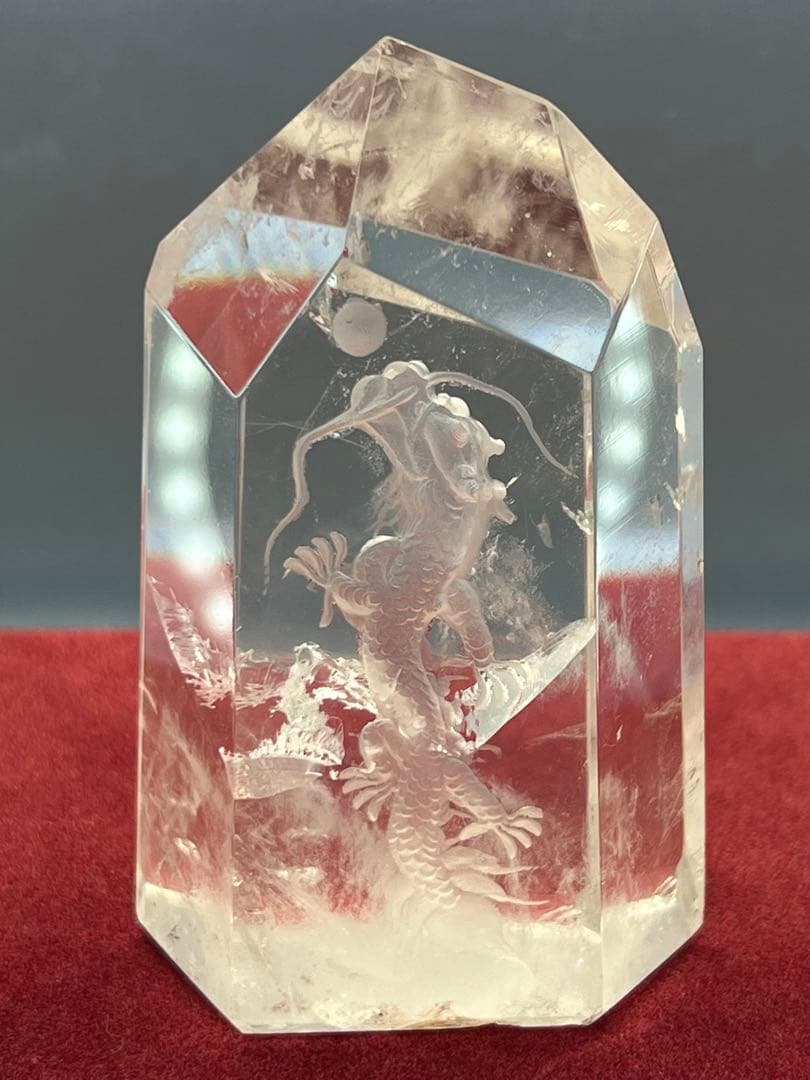 水晶 昇龍彫刻