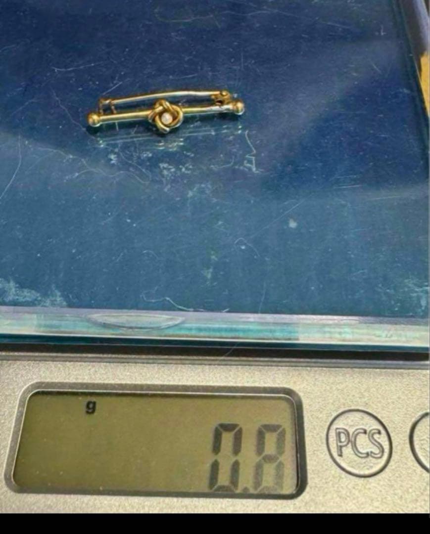 フランス　アンティーク　18金　シードパール　ブローチ　長期保存　現状