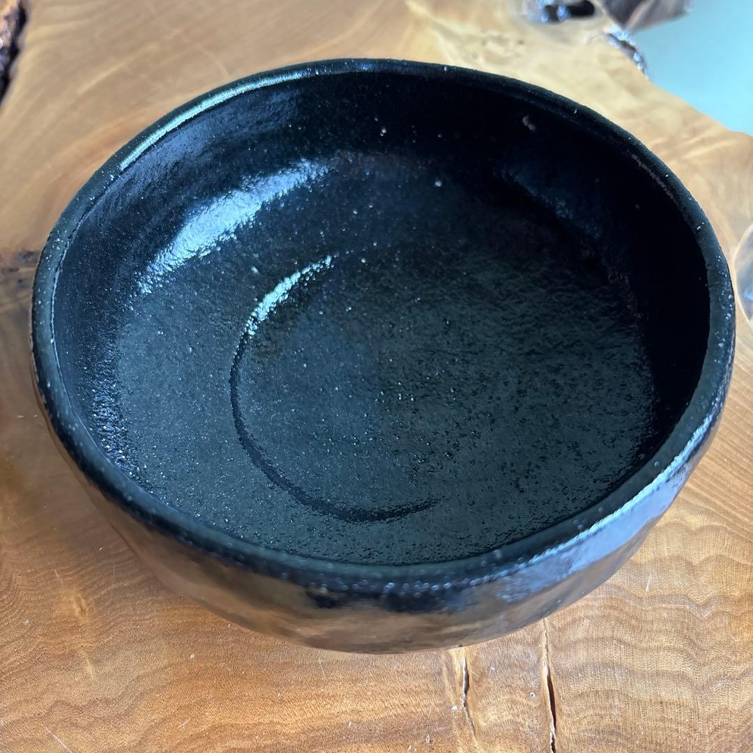 黒楽茶碗 彰楽 馬盥 楽焼 共箱 抹茶碗 茶道具（25y）
