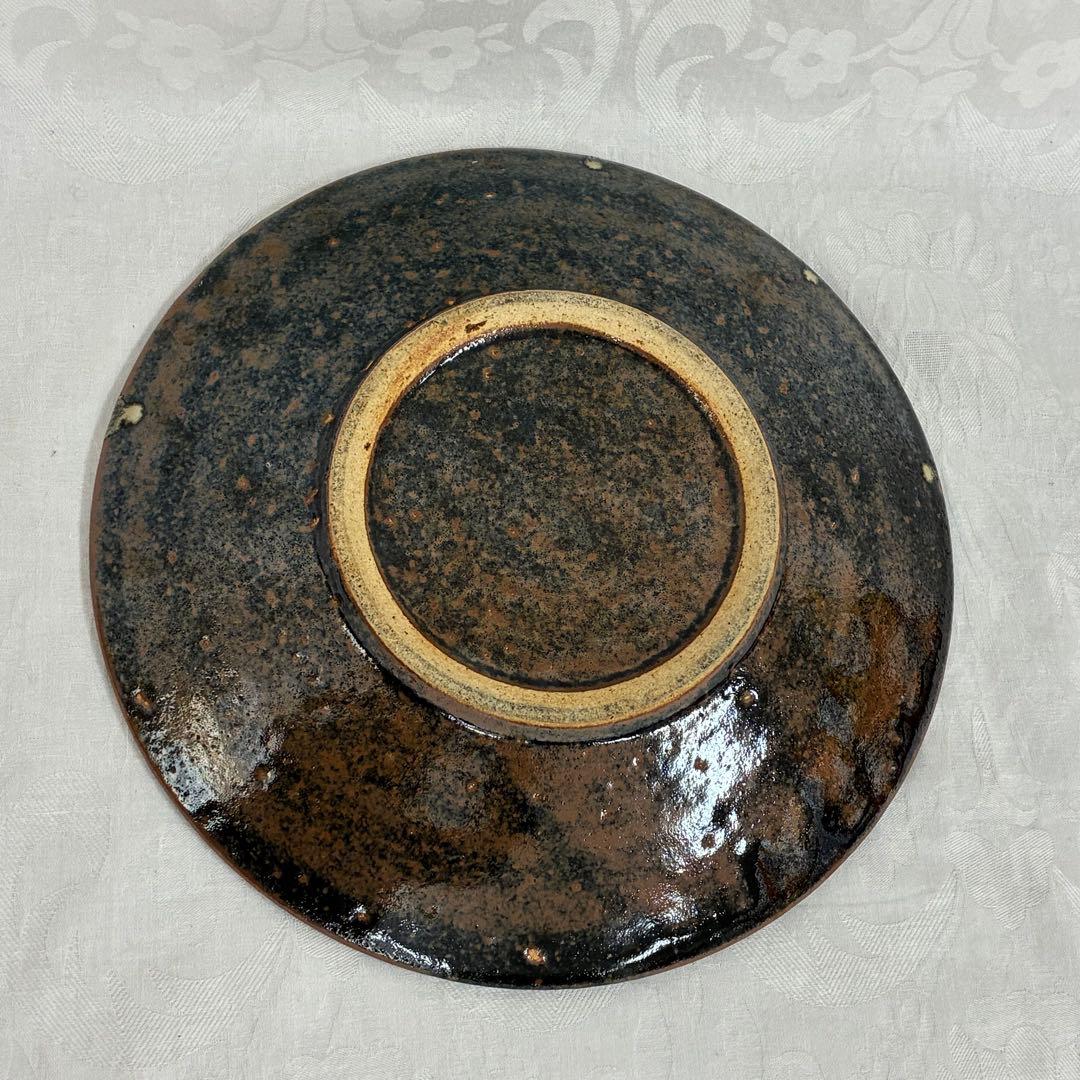 感じの良い和皿 黒波釉薬 大皿 プレート 陶芸 27.5cm