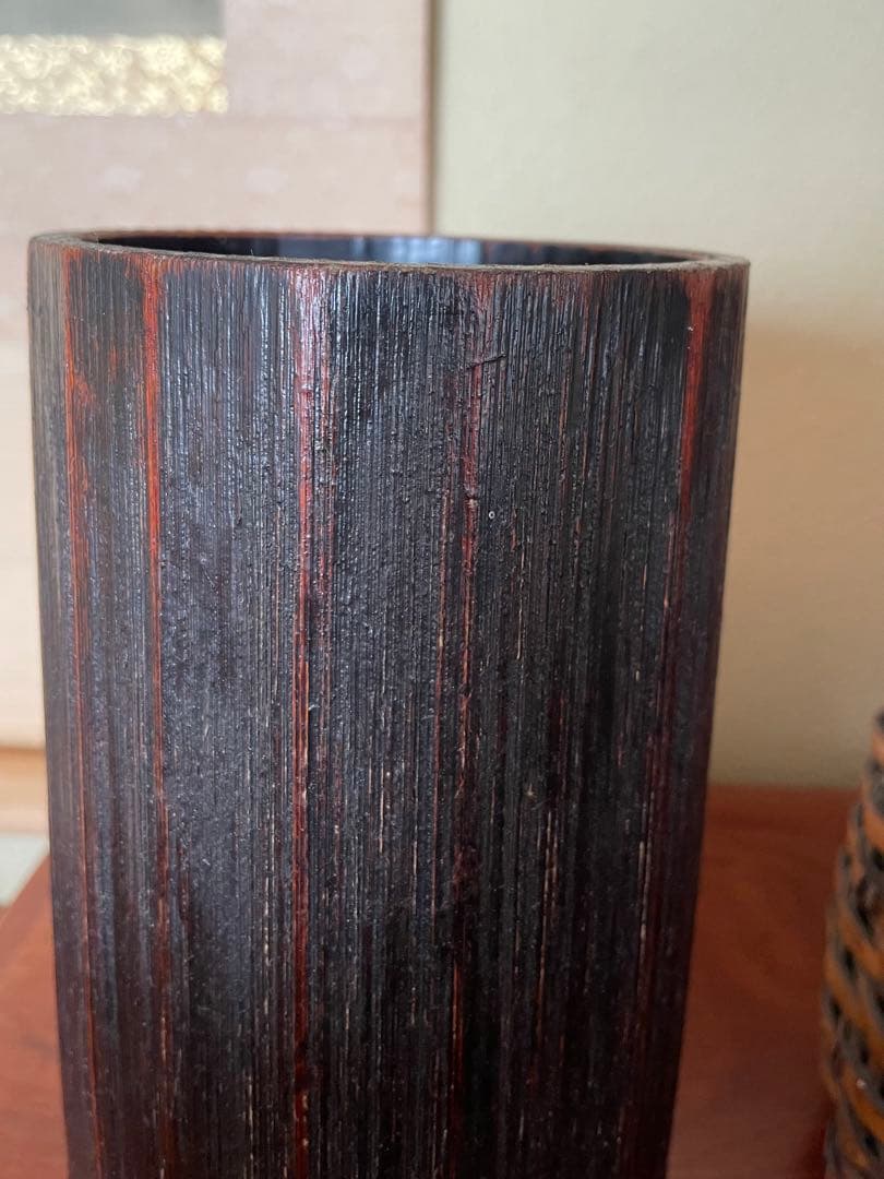 【飯塚玄竜 作】竹編 手付 花籠 敷物付 飯塚一門 茶道具 華道