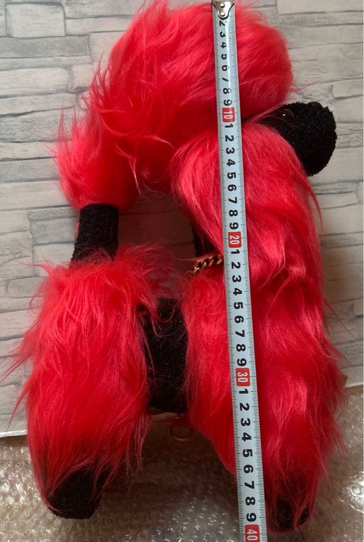 昭和レトロSAN-EI TOYS Exlan派手ピンク赤×ブラック　プードル犬？