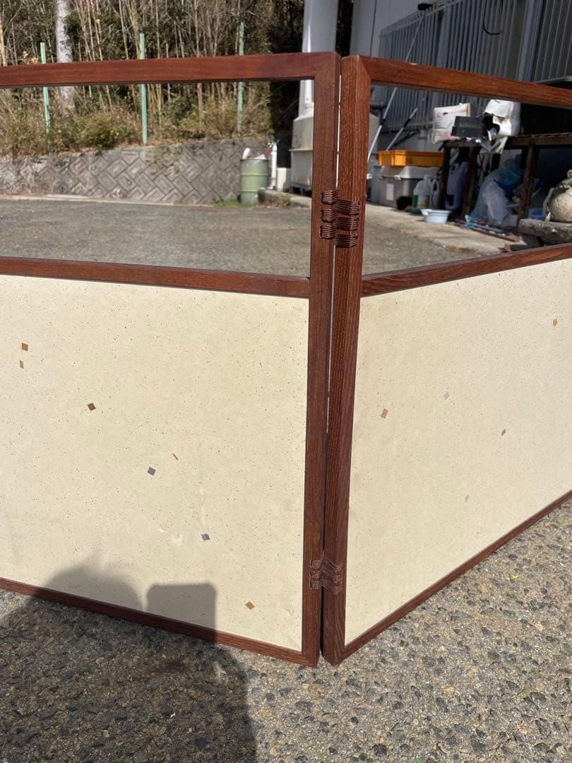 美品　茶道具 風炉先 玉桑縁 唐松/鳥の子 両面使い 江戸間用 風炉先屏風 茶道