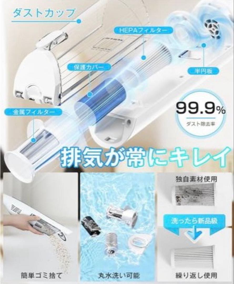 55KPa 掃除機 コードレス 超強力吸引&自立式&LEDライト サイクロン