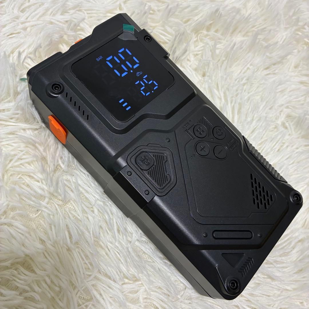 新品 ジャンプスターター 電動空気入れ エアコンプレッサー搭載✨10000mAh