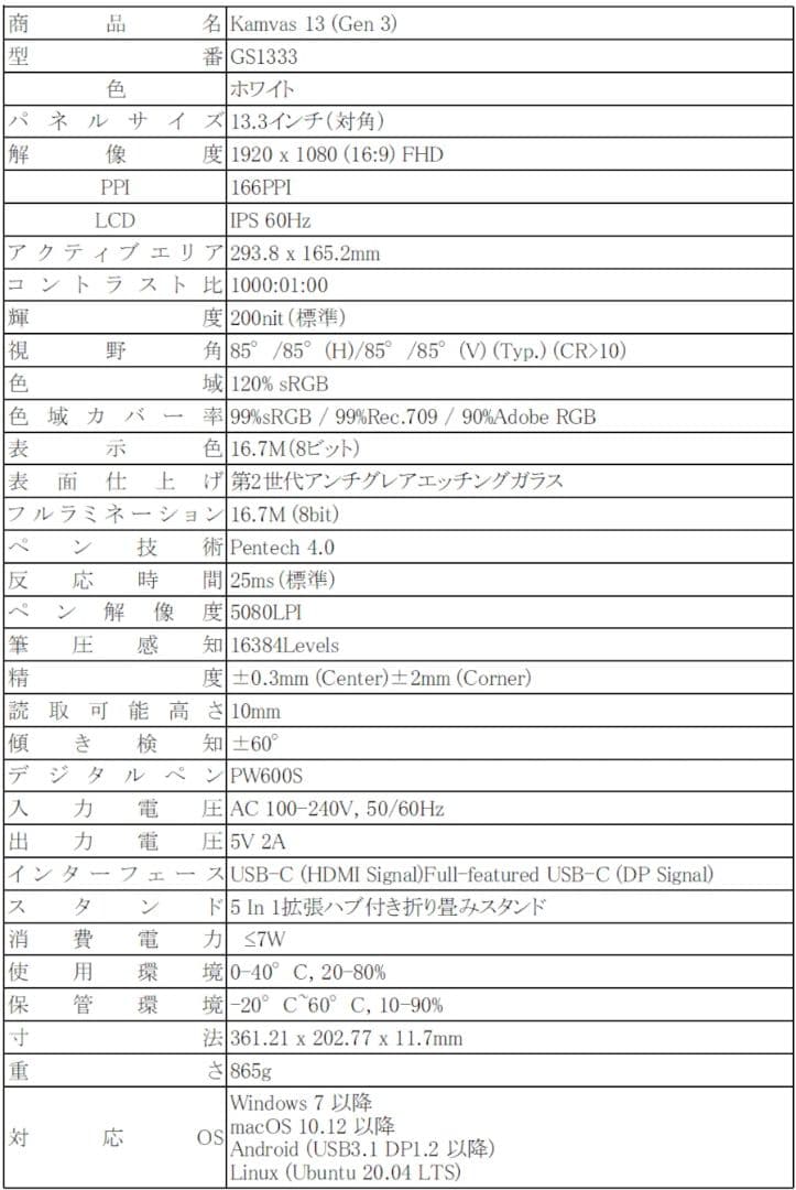 HUION 液タブ KAMVAS 13 (Gen3) - 日本・台湾限定版