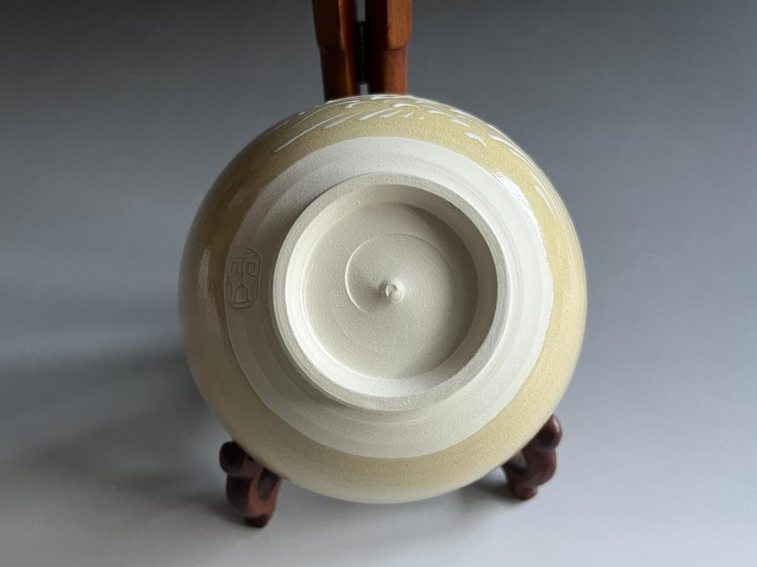 加藤永山　色絵茶碗　波千鳥　茶道具