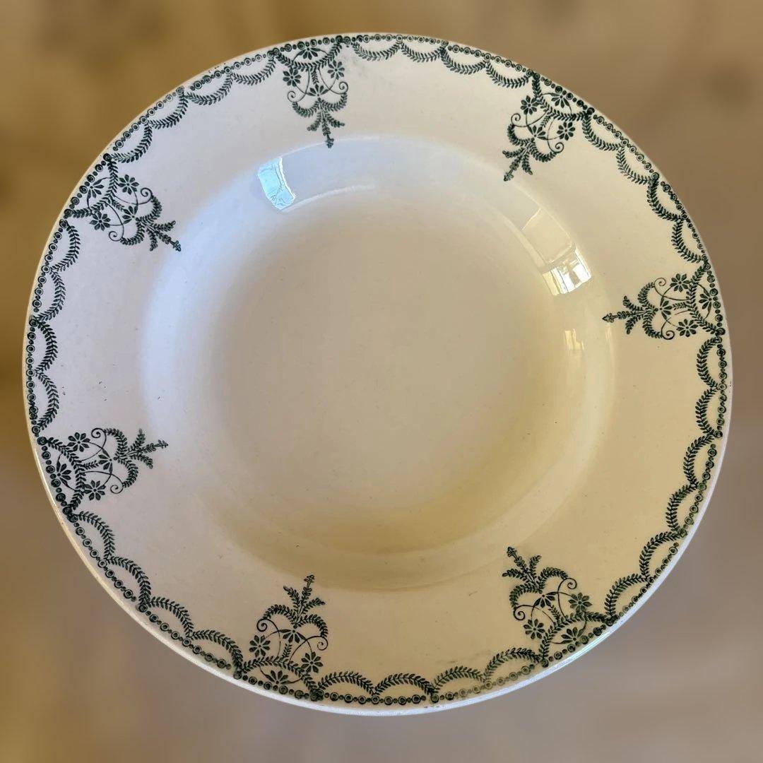 694フランス花模様の陶器皿 1920年ーアンティークプレートスープ