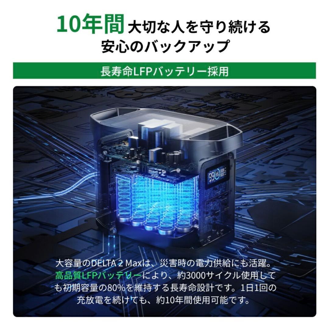 EcoFlowポータブル電源 DELTA2Max 2048Wh大容量　リン酸鉄