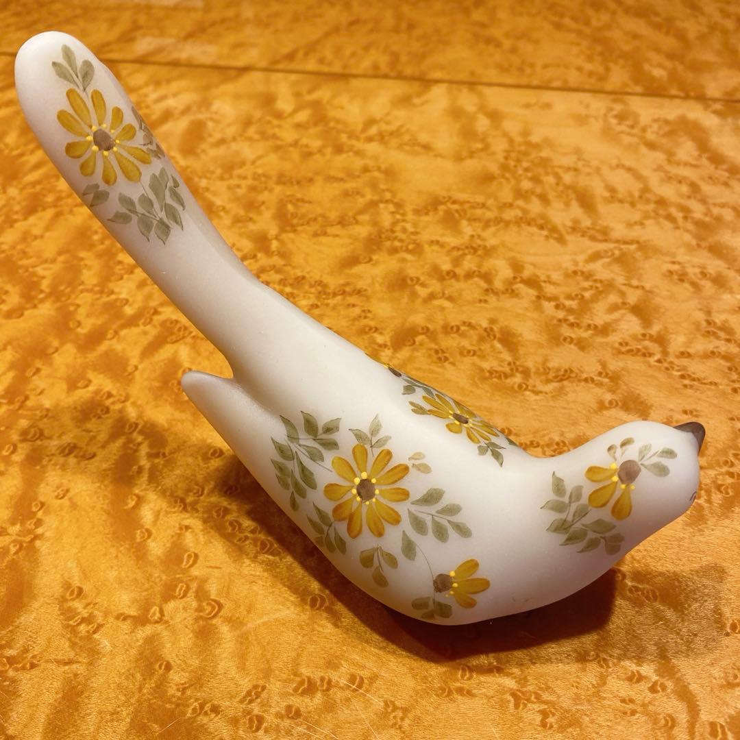 【値下げ】【美品】フェントンアートグラス　幸福の鳥　すりガラス　アンティーク