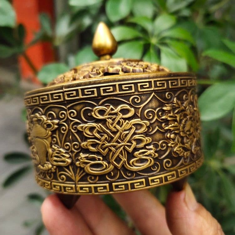 銅器 五福八宝三足炉 薫香炉 香道具 装飾品 工芸品 美術品