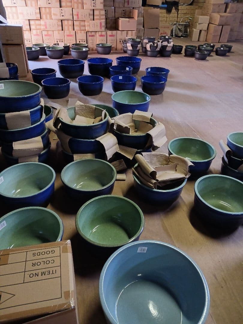 新品　∅50　陶器　睡蓮鉢　特大　難有　メダカ鉢　水色　ブルー　ルーバー　LWC