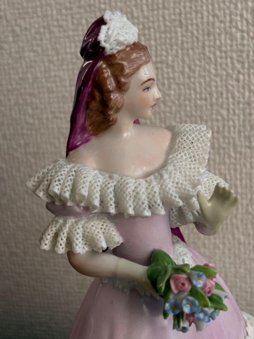 ドイツ製 レースドール Birgit Raasch陶器人形 花束 少女 20cm