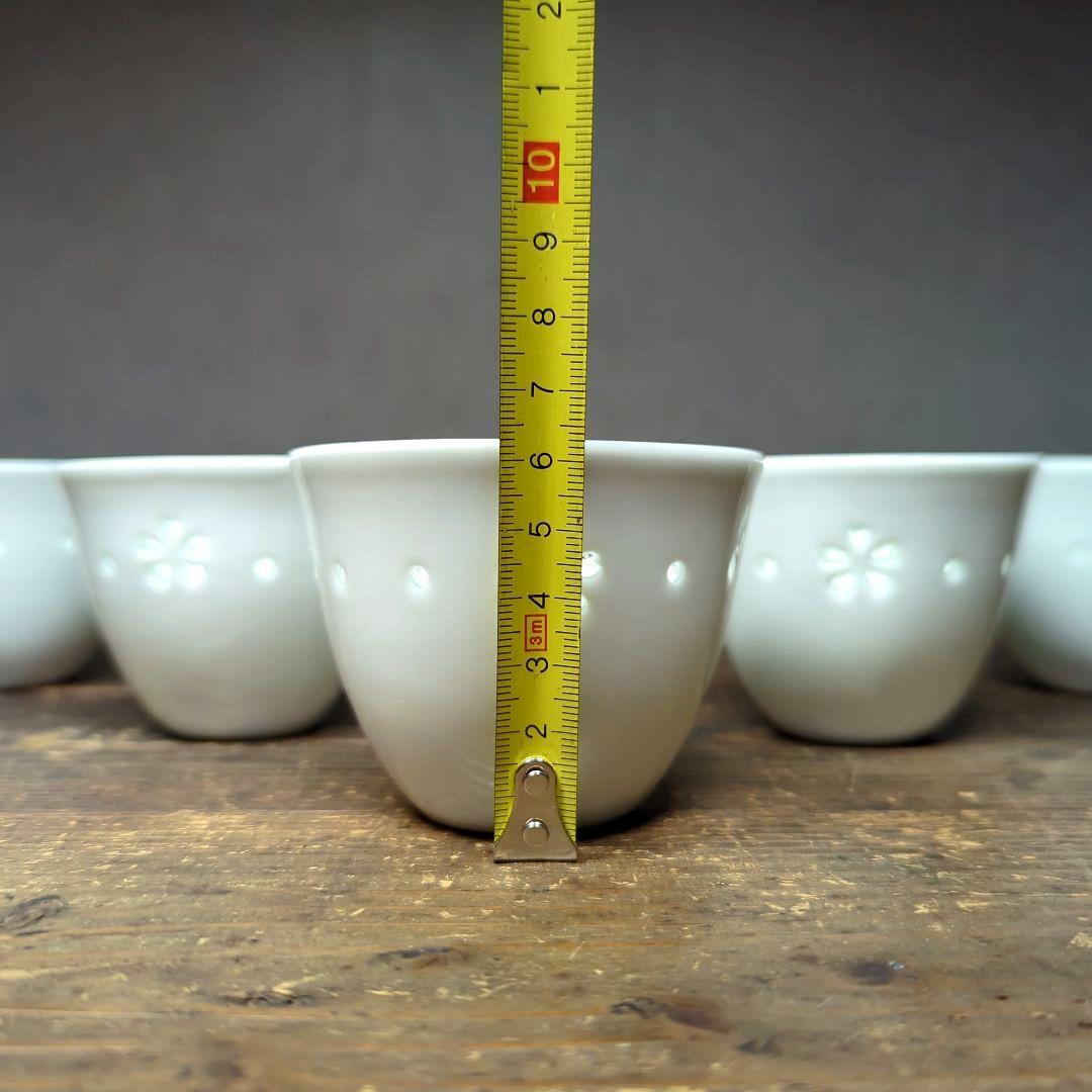 波佐見焼　丹心窯　水晶彫　茶道具　茶器　白磁湯飲み　煎茶碗　5客揃