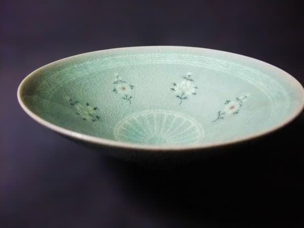 抹林窯 又玄 李奇休（造）高麗青磁象嵌 茶碗 平茶碗 韓国 茶道具 現代工芸
