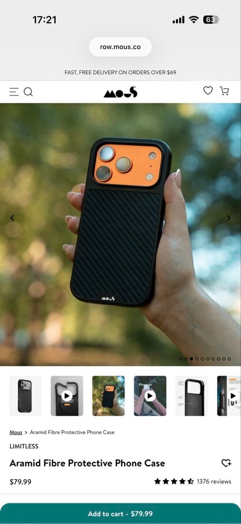 Mous iPhone17proケース カーボン柄 Aramid Fibre
