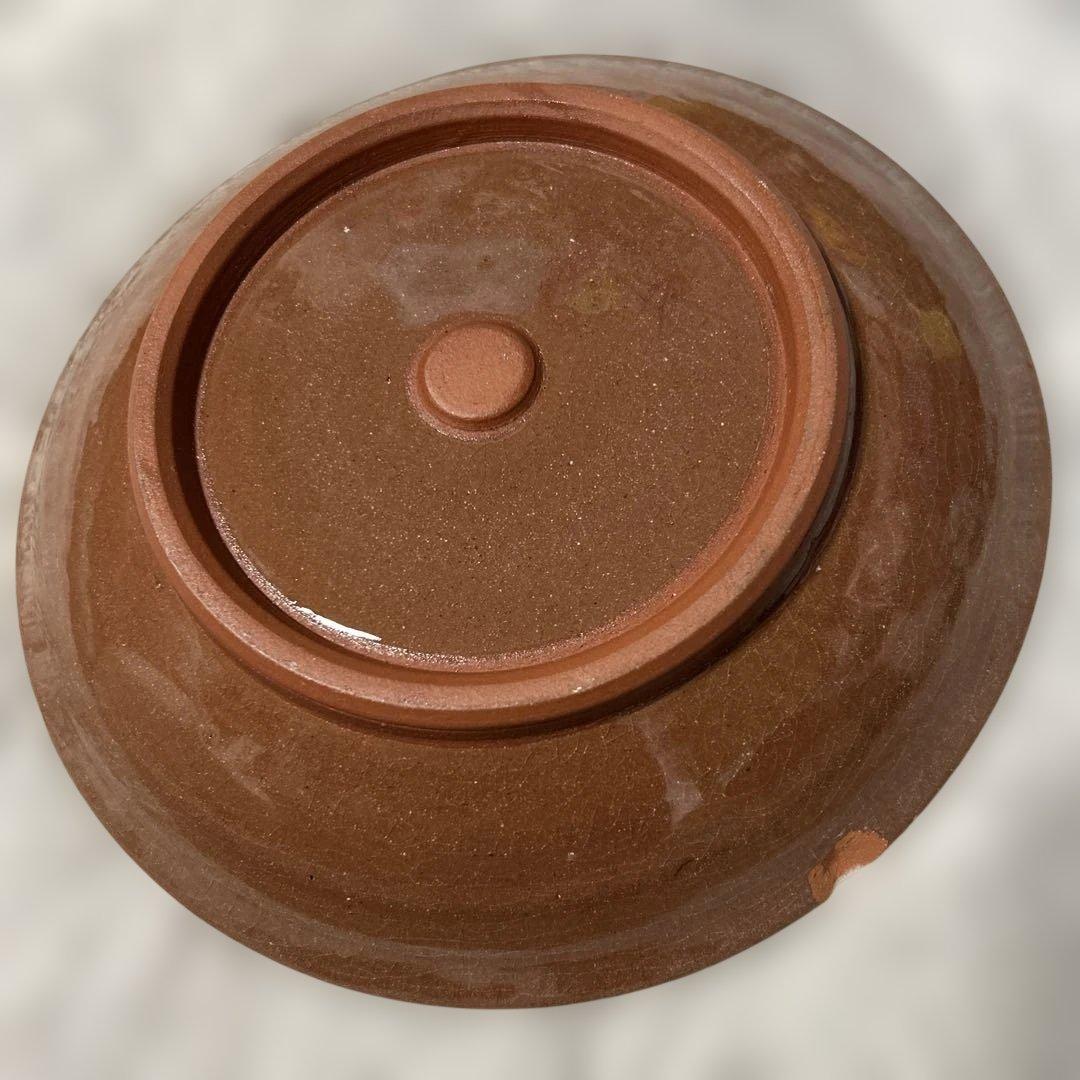未使用品【沖縄 やちむん】南島焼 カラフルな魚柄 大きめ陶器皿