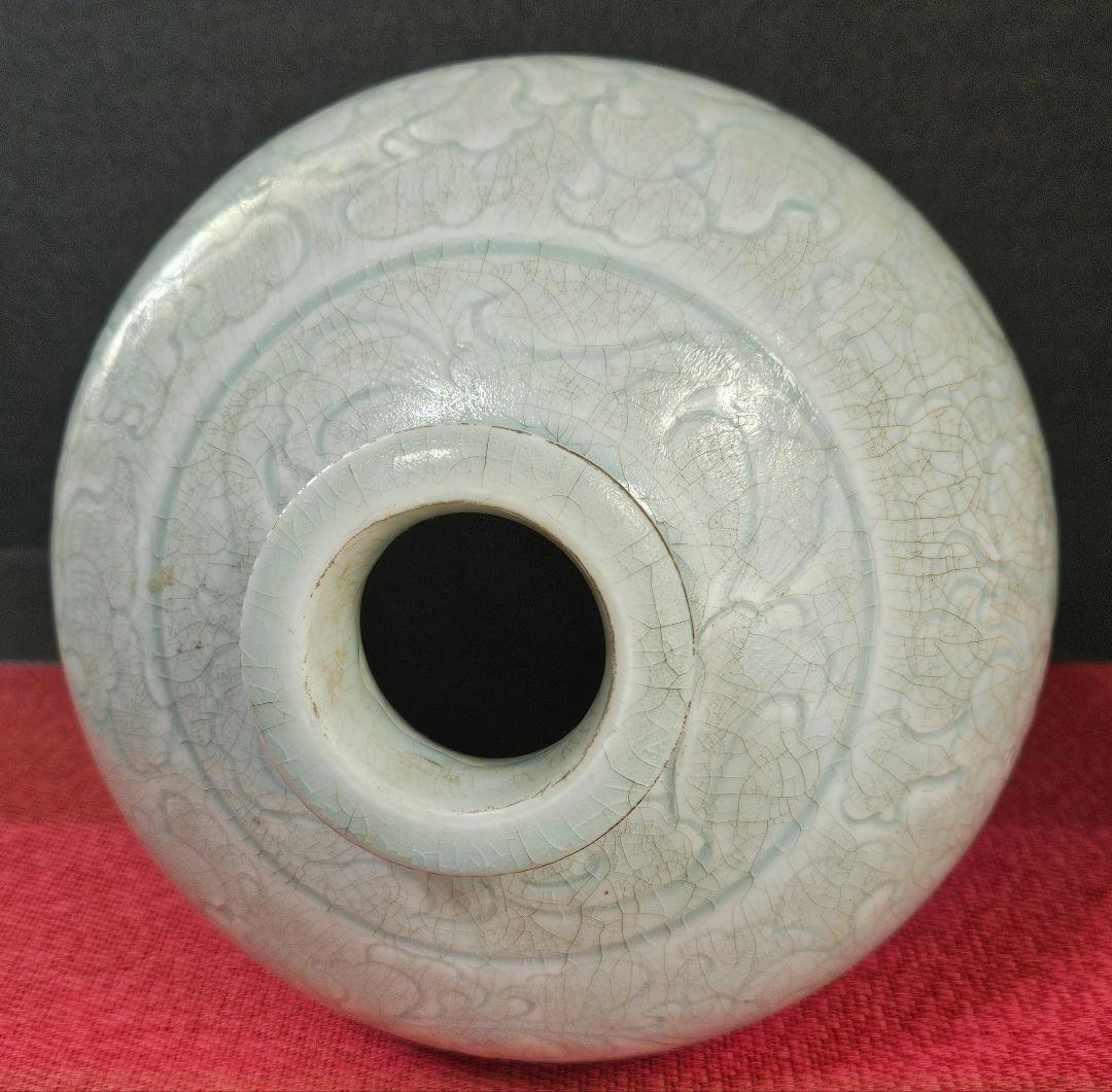 中国古美術　中国古陶磁器　古玩　青白磁　影青　彫花文　瓶　罐　大壺　唐物　古渡り