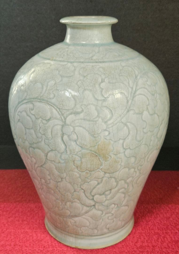 中国古美術　中国古陶磁器　古玩　青白磁　影青　彫花文　瓶　罐　大壺　唐物　古渡り