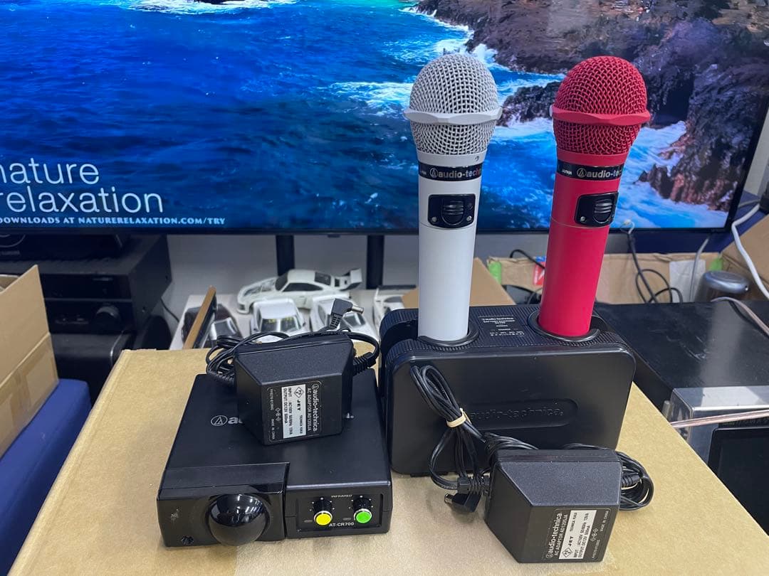 audio-technica ワイヤレスマイクセット 赤白極上