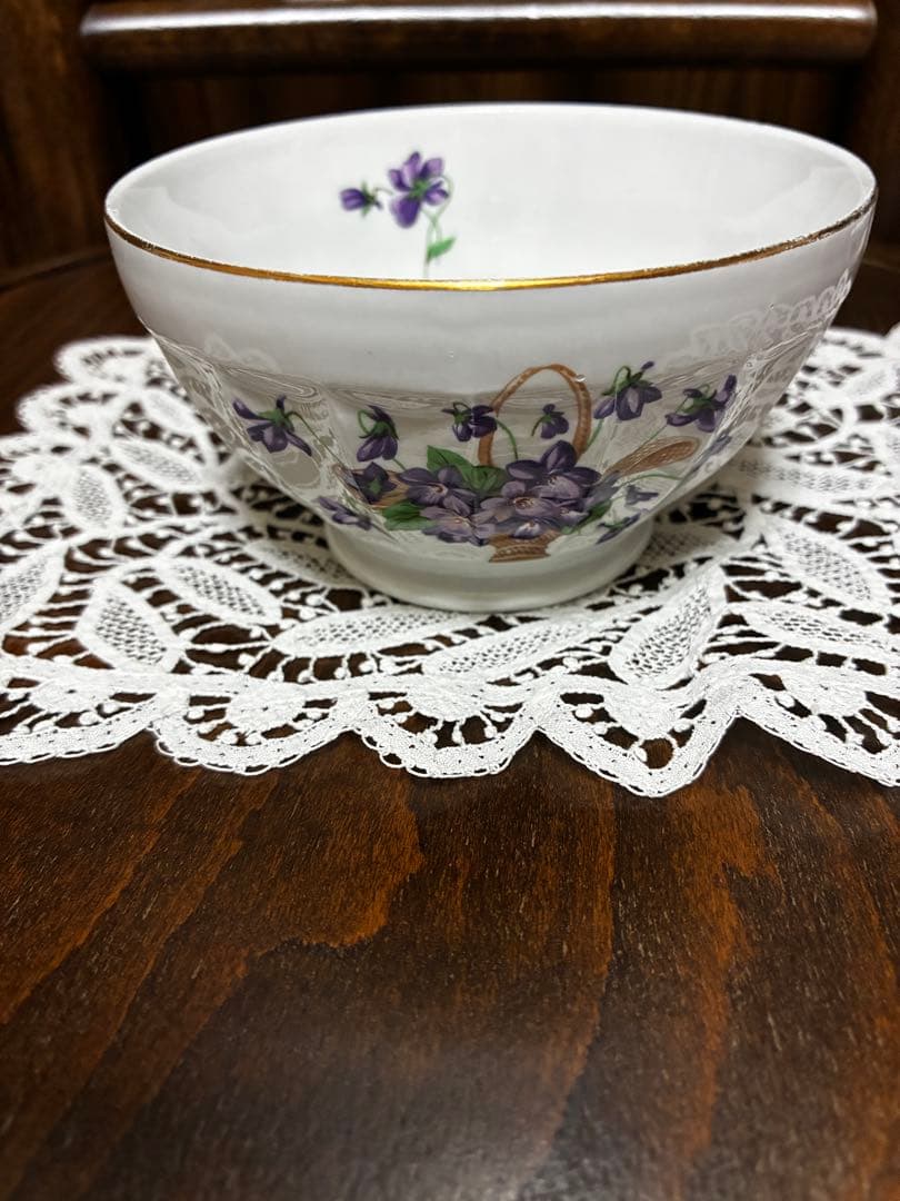 1950〜60s フランス ヴィンテージ ロンシャン スミレ カフェオレボール