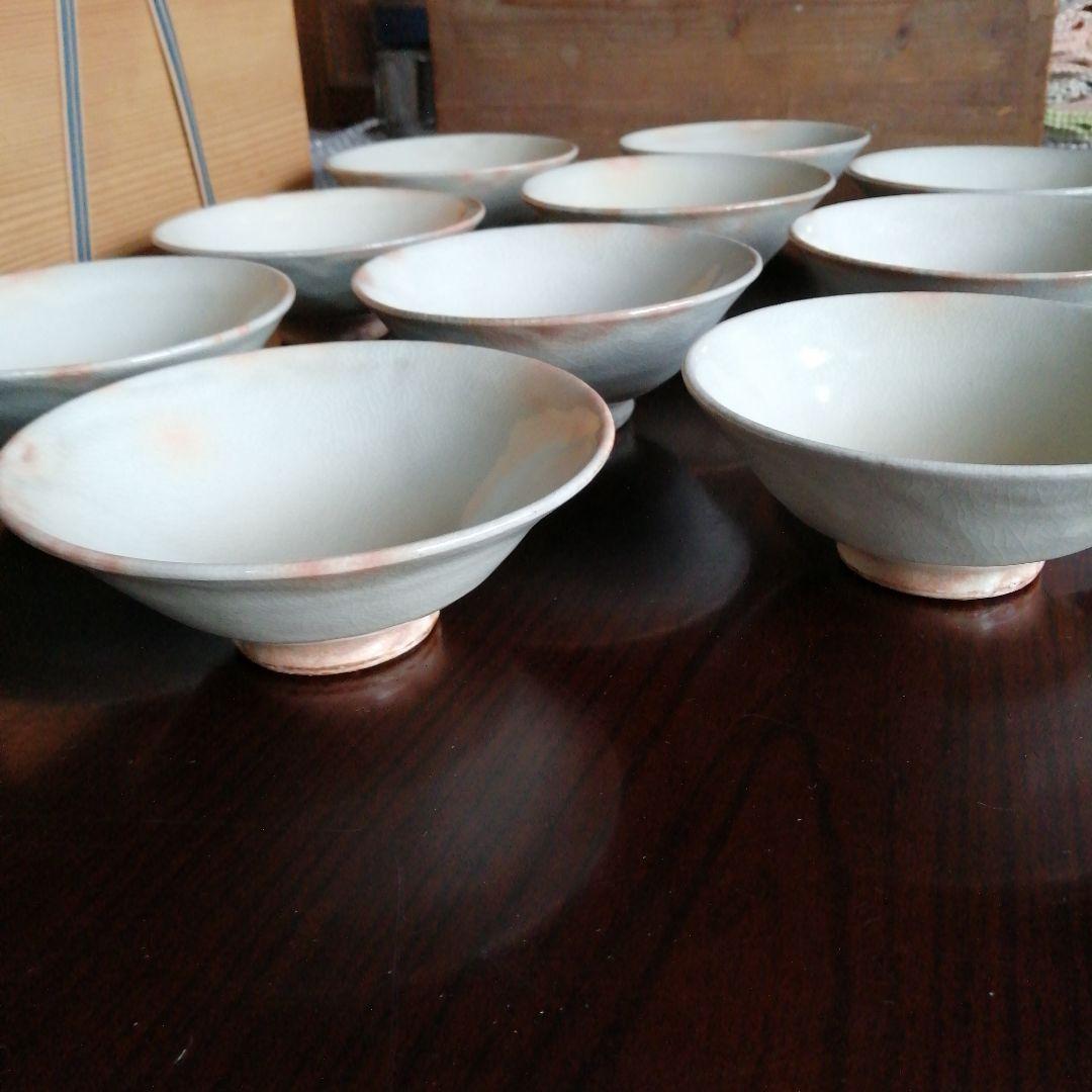 常滑焼　谷川省三　萩数茶碗　10客　15cm