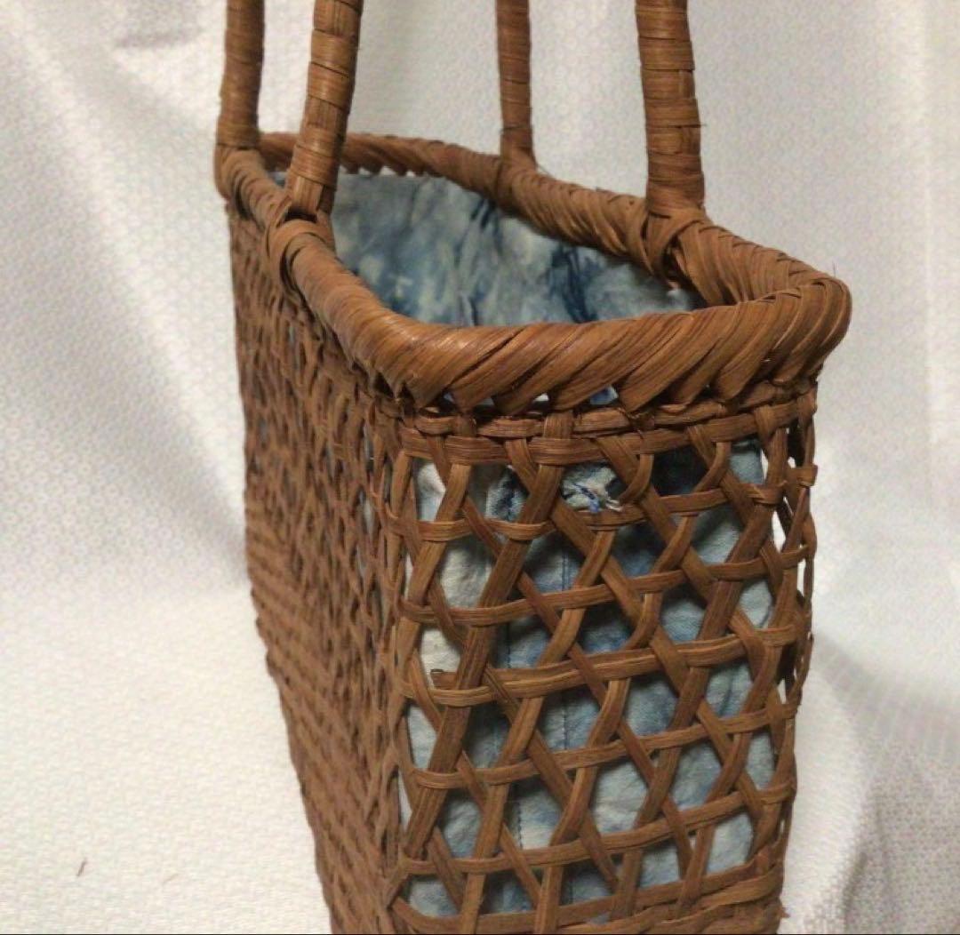 【限定制作】メルカリ特別価格　国産山葡萄籠ござ目六ツ目透かし　2番皮　内布藍染