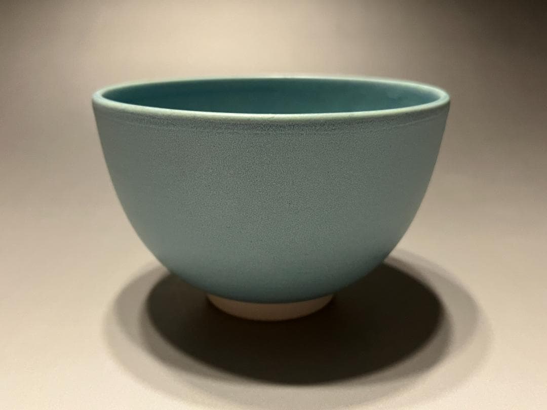 加藤永山　茶碗　トルコ青釉　枝垂桜　茶道具
