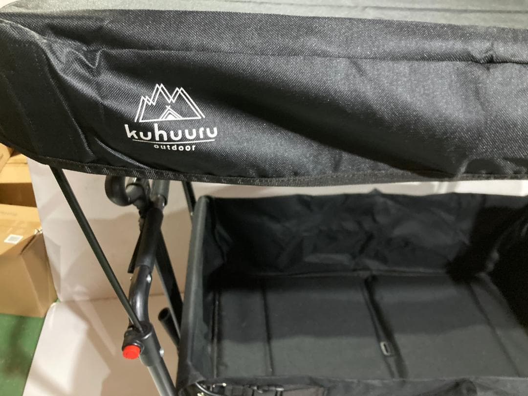 ① アウトドア ブレーキ付 屋根付 キャリーワゴン ペットカート 犬 黒