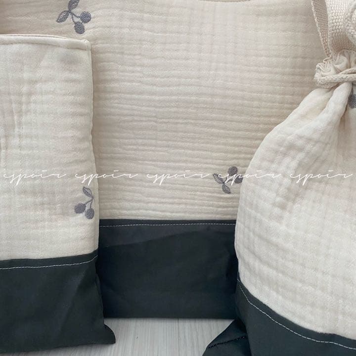 【送料無料】入園入学3点セット（さくらんぼグレー）