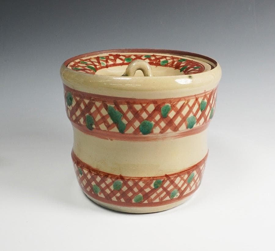 新垣栄三郎 壺屋焼 赤絵水指 共箱 茶道具
