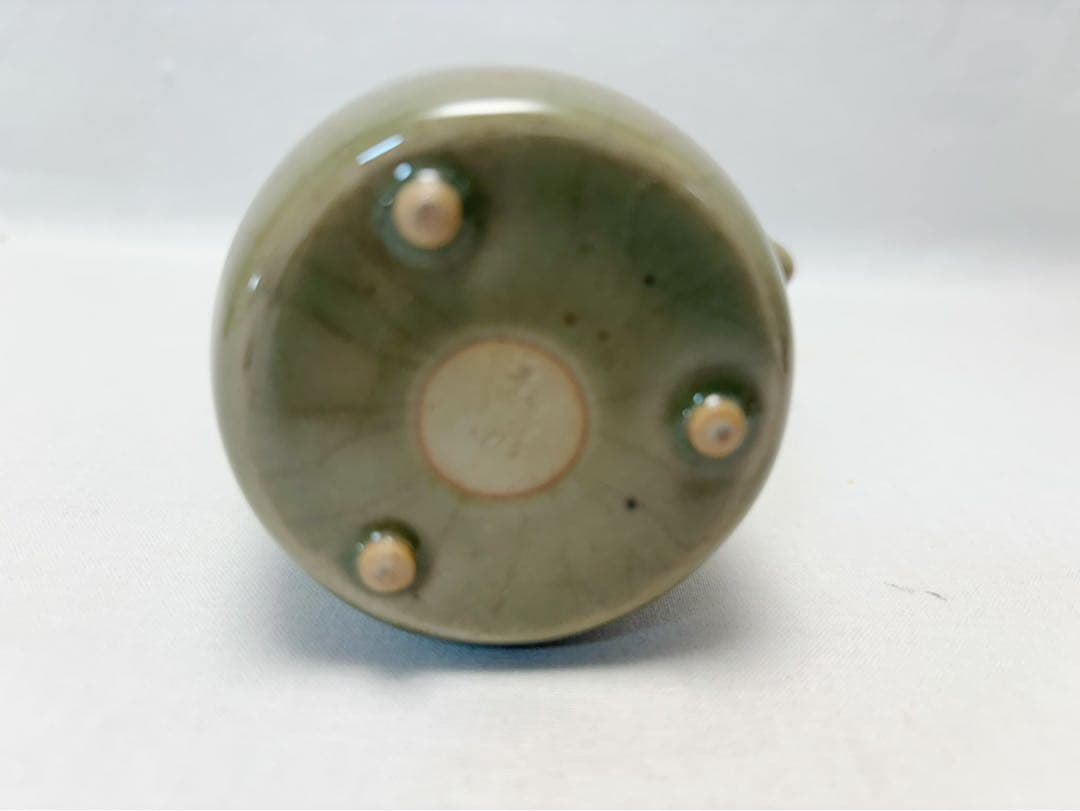 未使用 茶道具 日比野清峰作 高麗写 青磁 銚子 湯沸 水注 酒器 陶印 共箱