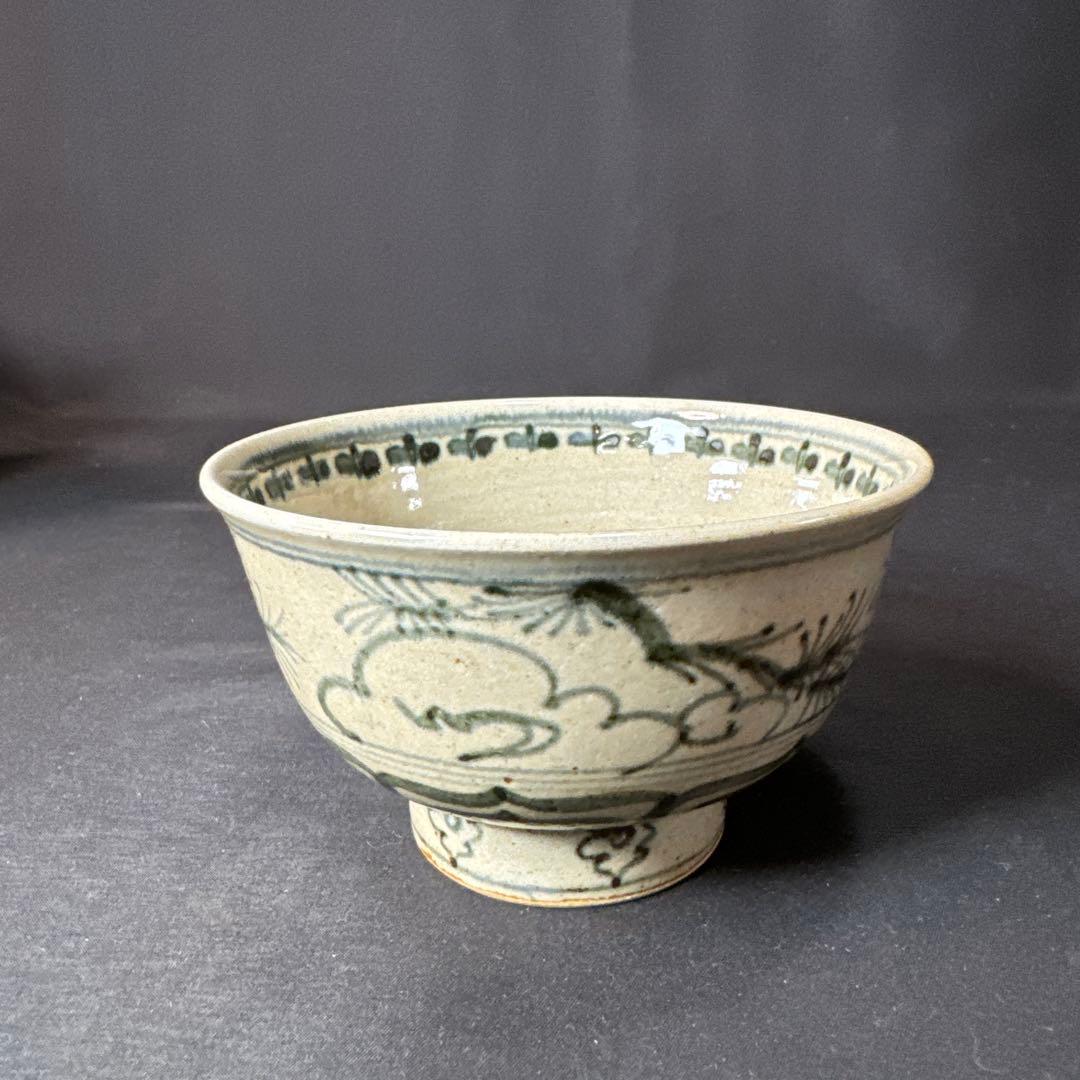 E844 送料無料　膳所焼　安南寺　唐草　陽炎園造　茶碗　抹茶碗　茶道具　茶室