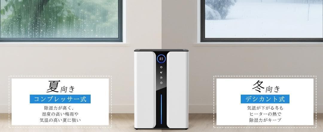 最低価格❣ 除湿機 ハイブリッドタイプ 大容量3L 最大2L/日 白 1455