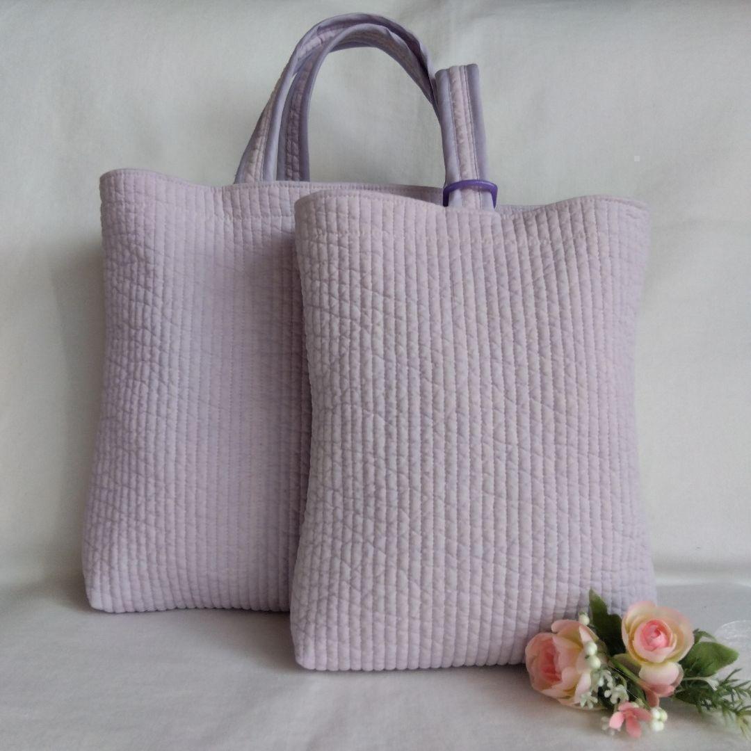 リボン刺繍☆レッスンバッグ 上履き入れ 2点セット☆ ヌビバッグ 入学