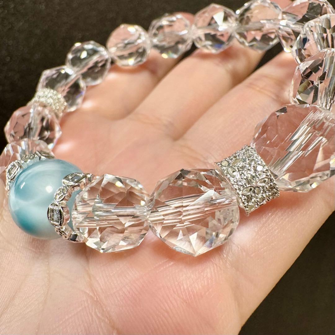 専用♡【高品質 ラリマー × 水晶】癒しと浄化の高波動ブレスレット 天然石