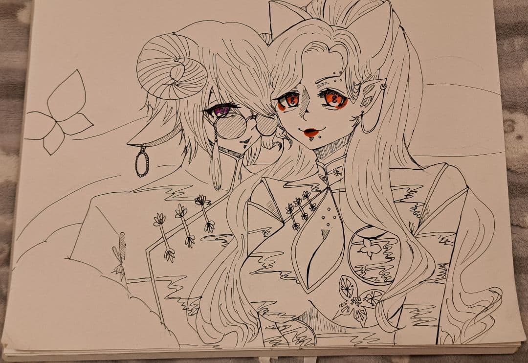 男女二人のイラストの原画