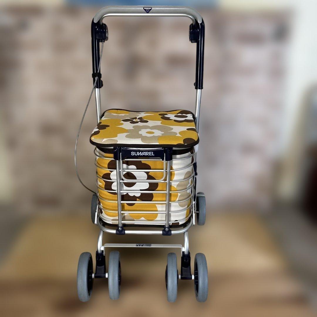 ユーバ産業 シルバーカー ショッピングカート スワレル イエロー 花柄
