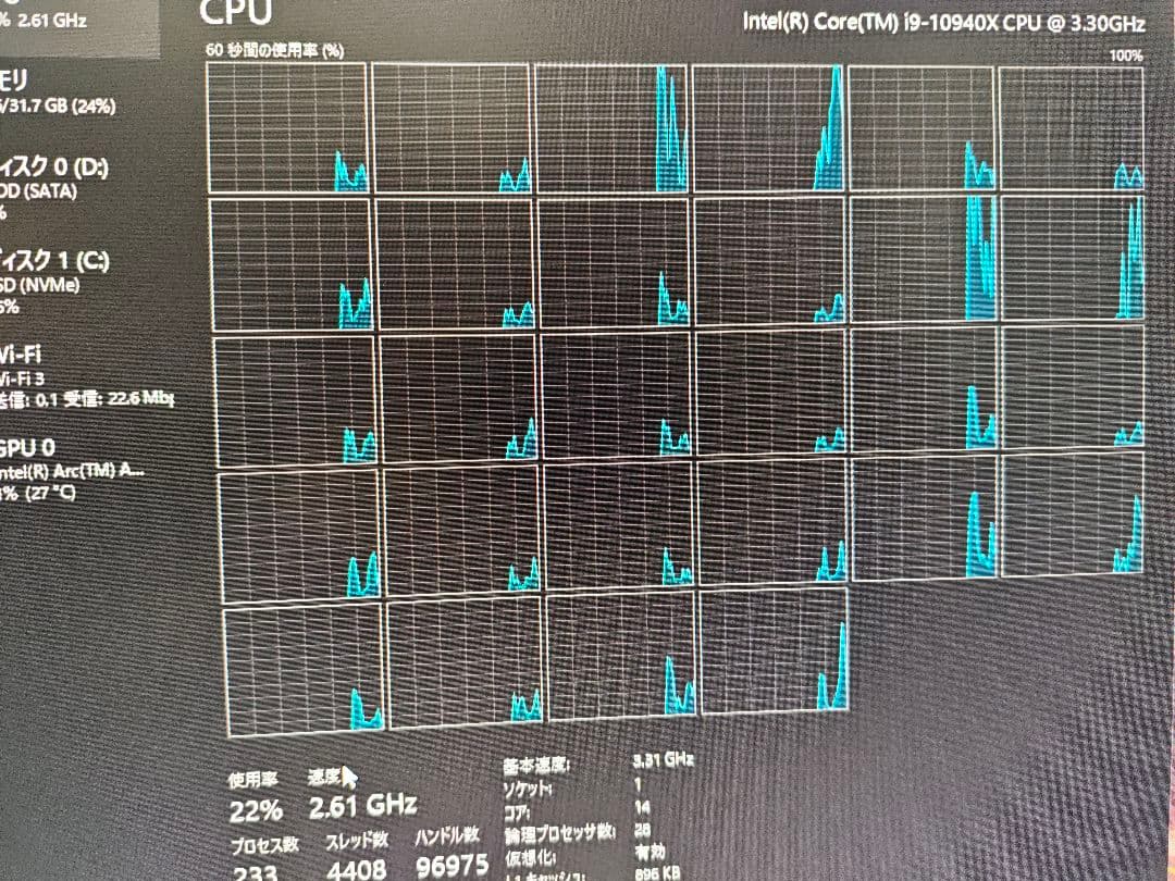 CPU Intel Core i9-10940X CPU 3.30GHz