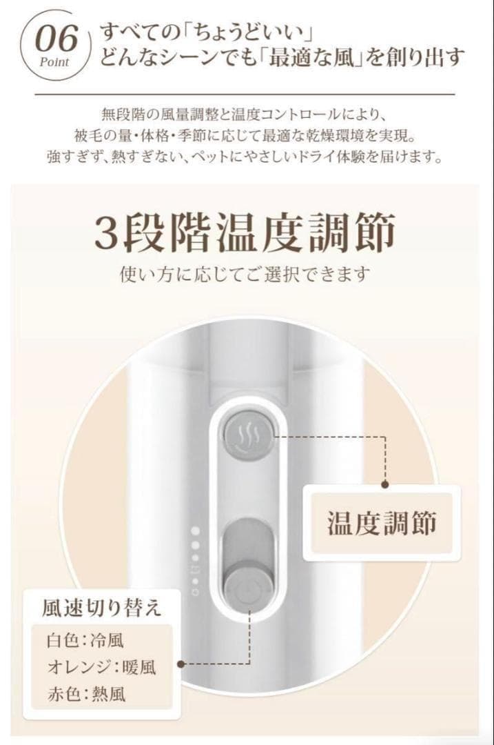 petaboo ペット用ドライヤー 4アタッチメント付き　ホワイト お値下げ不可