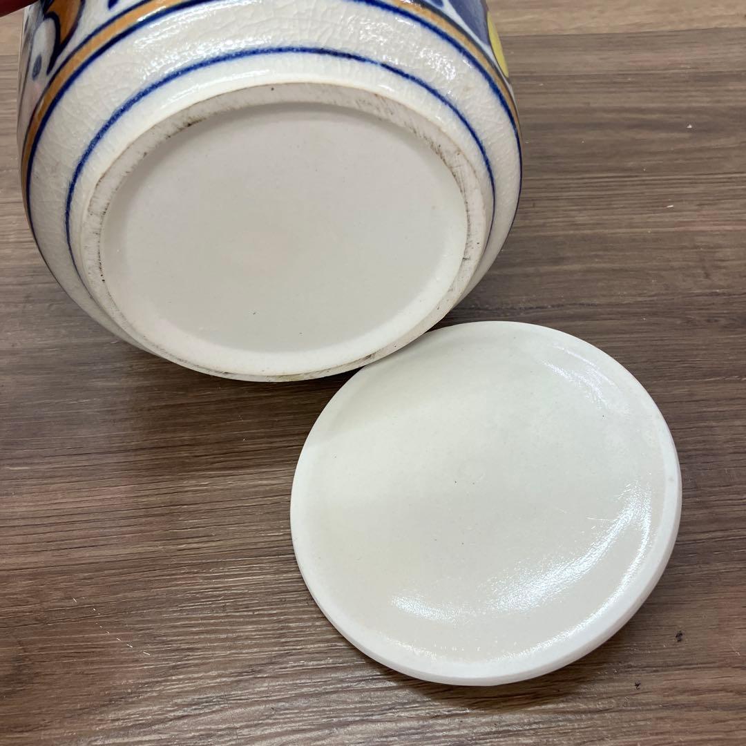 D-壁 蓋付き 陶器 壺 ポット キャニスター 収納 保存容器 置物 北欧風