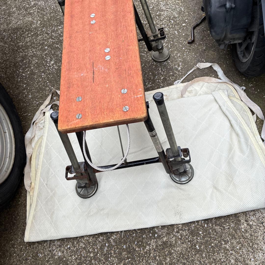 ❶小昭和レトロ台　ビンテージ建具　ヘラ台、馬、足長、立ち込み　伸縮　100kg