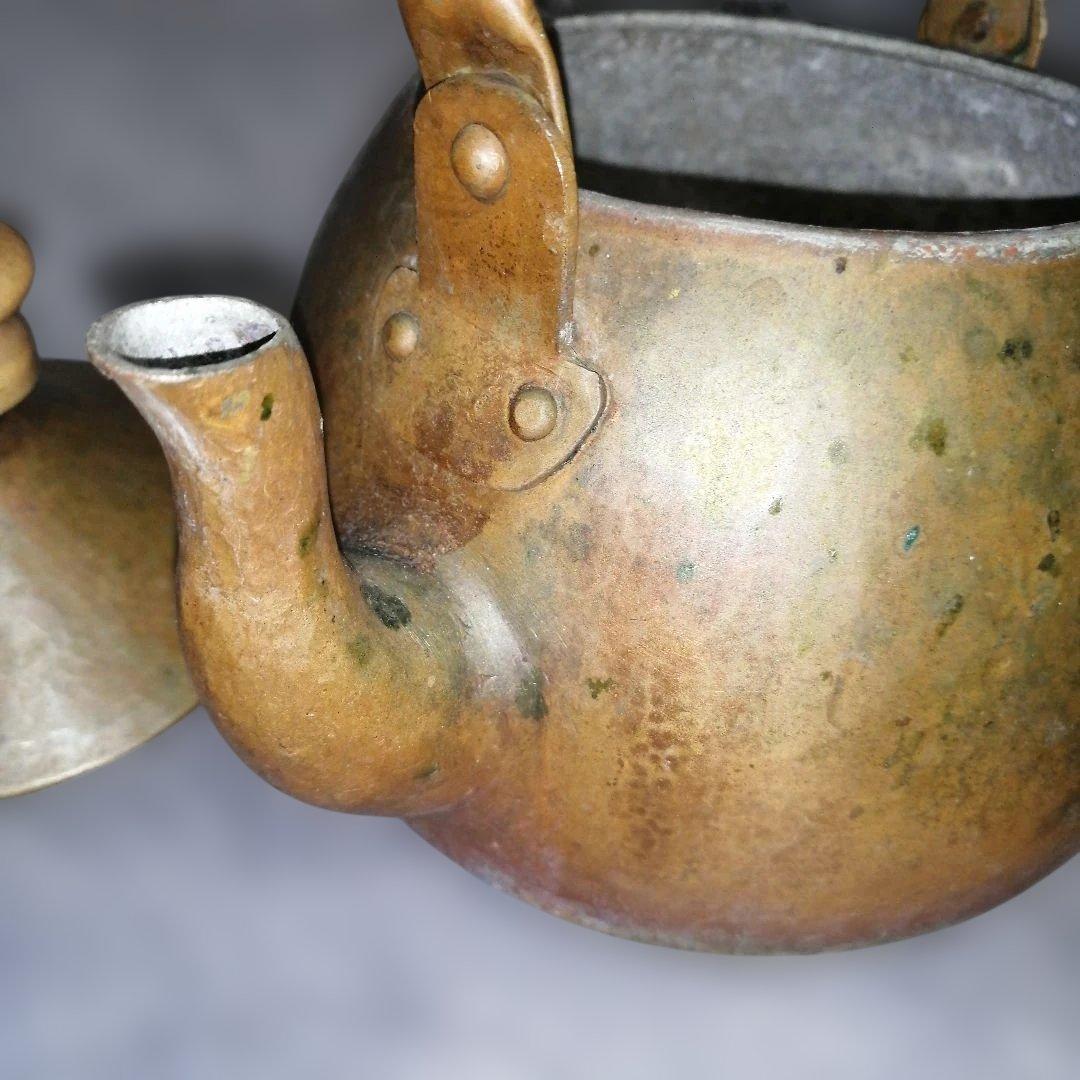 煎茶道具　鎚起銅器　時代物　銅製　打出し　湯沸かし　薬缶　水次　昭和レトロ