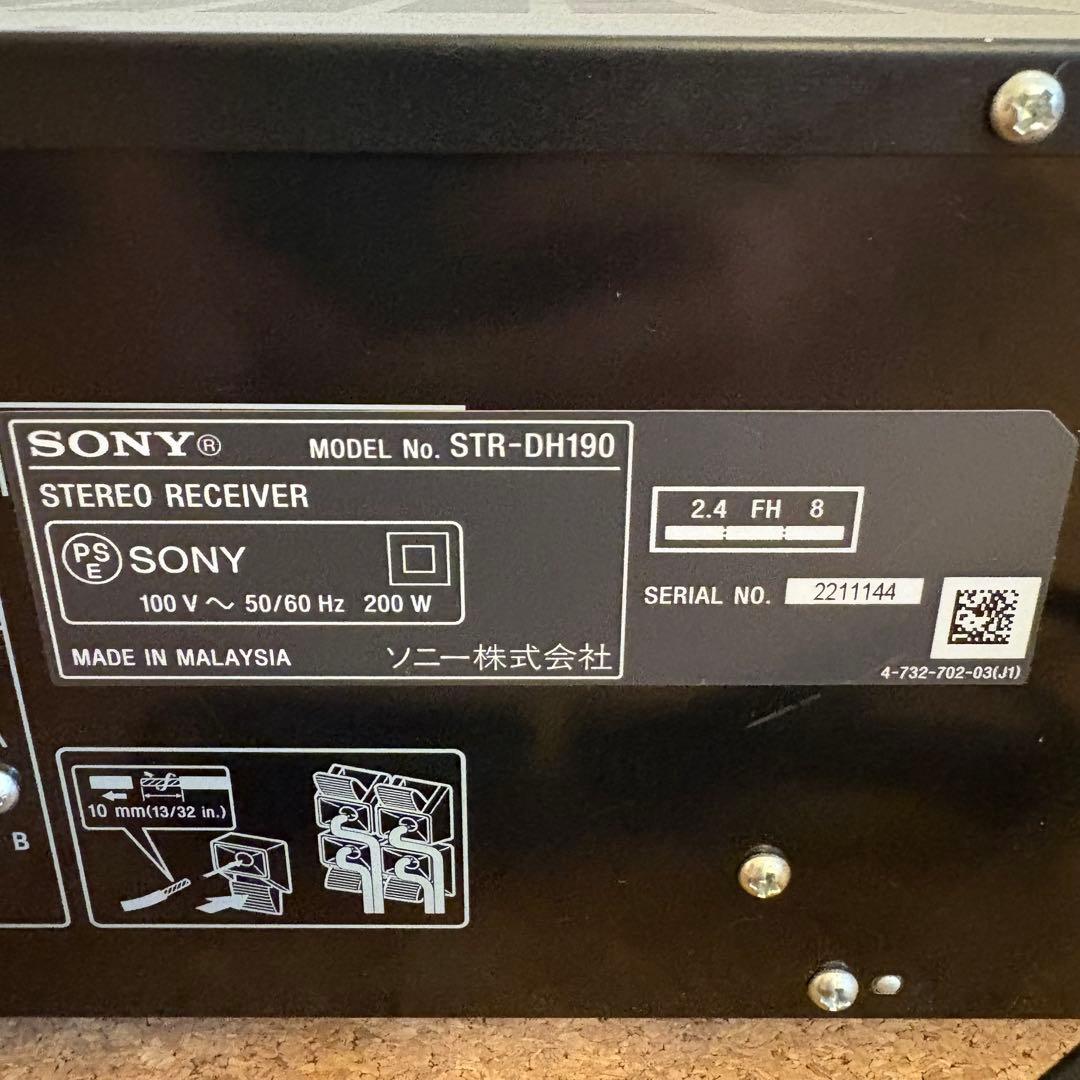 【中古品】SONY ステレオアンプ STR-DH190 リモコン付き