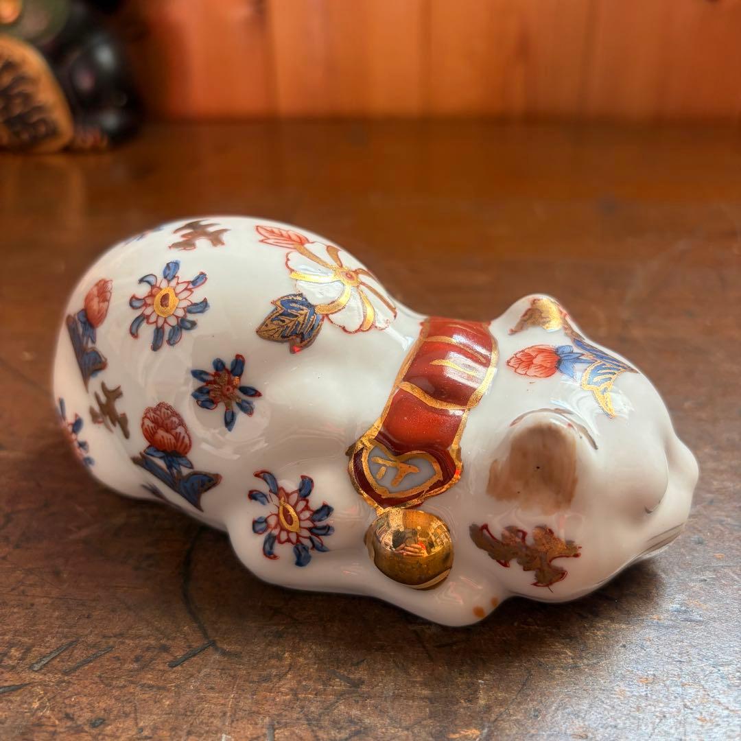 レトロ◇伊万里◇眠り猫◇陶器製◇約13㎝◇ねむり猫