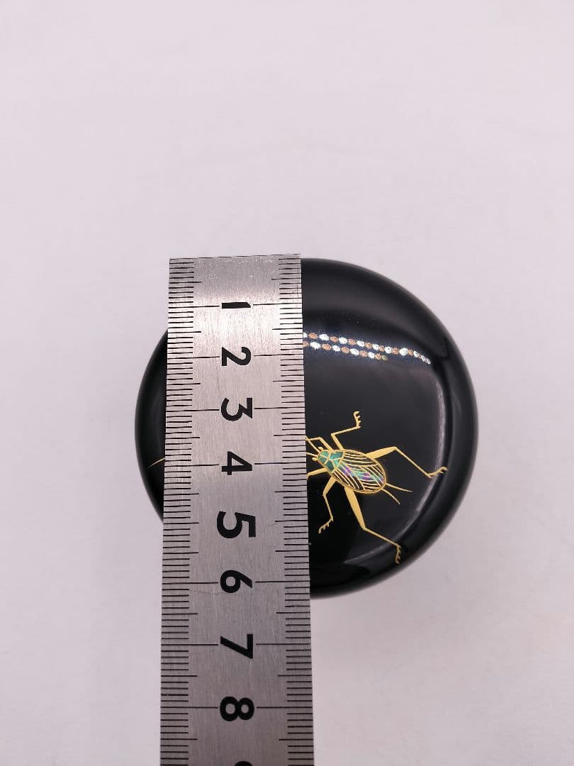 c592 中棗 黒 鈴虫青貝入 中村湖彩 木箱 茶道具 古物
